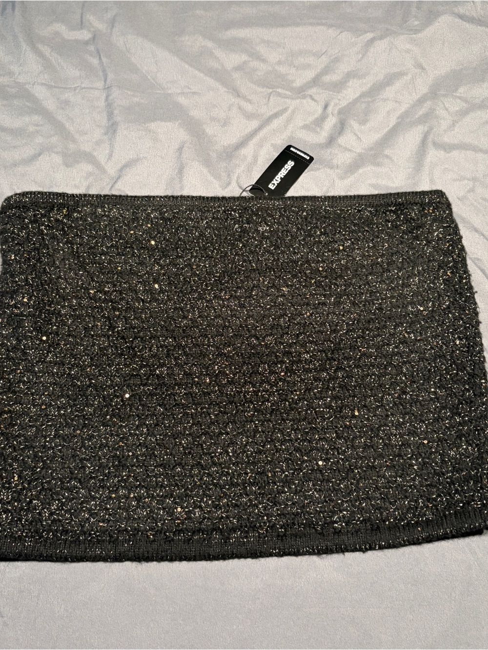 NEW Express Knit Tube Top Women’s Size Large Black and Gold Woven Top